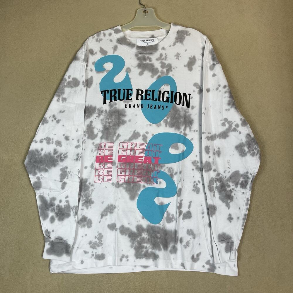 True Religion Kida The Great Sweatshirt Mens L White‎ Long Sleeve Crew Neck
